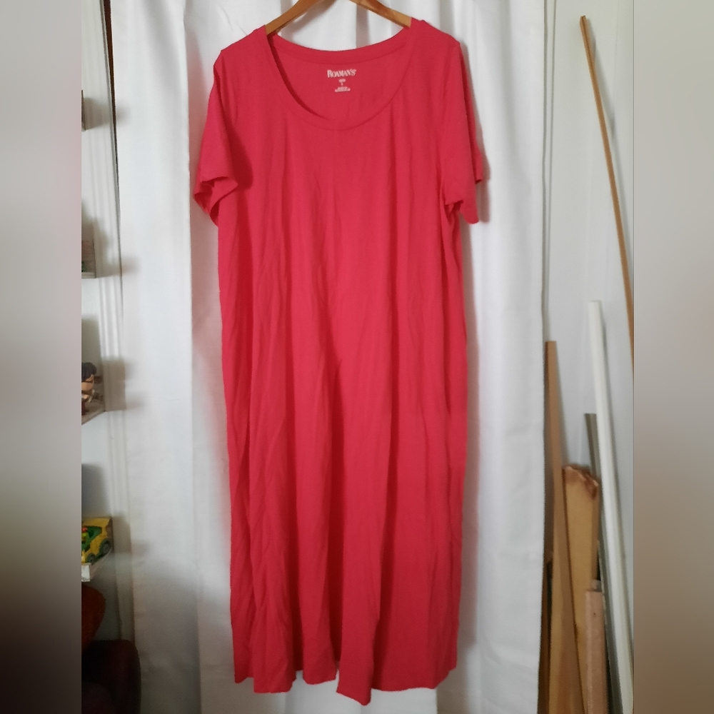 Roman's Short Sleeve Front-Slit Ultra Femme Tunic in Pink Size L 18/20